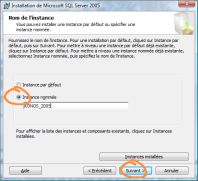 Image cocher instance nommée et saisir konos_2005cliquer sur suivant