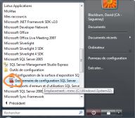 Image ouvrir le gestionnaire de configuration sql serveur