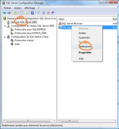 Image accéder à la liste des serveurs redémarrer l'instance konos_2005
