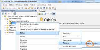 Image dans le menu contextuel cuisiop, sélectionner tâches -> restaurer -> base de données