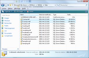 Image copier les deux fichier (mdf, ldf) dans le dossier data de votre installation sql server